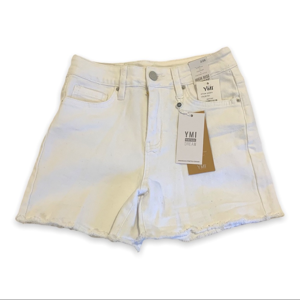 White High Waisted Denim Shorts